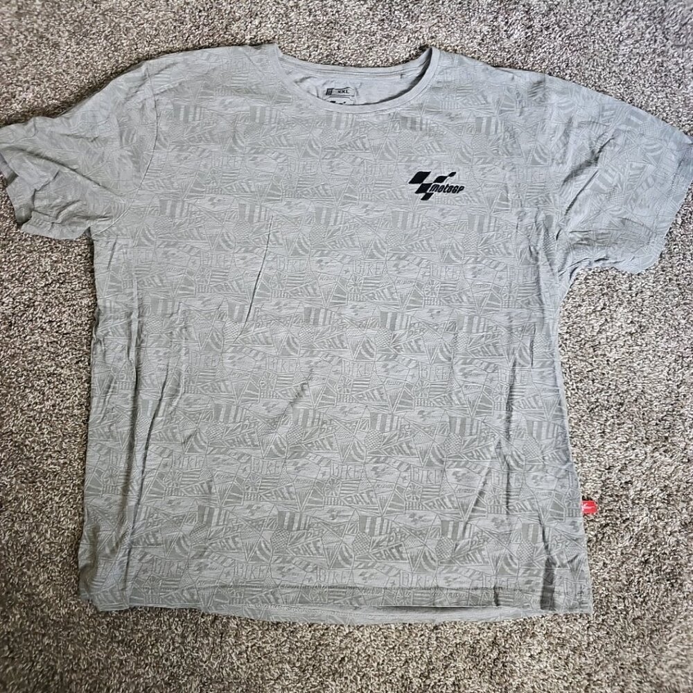 Moto GP Size 2XL Gray Short Sleeve Embroidered AOP Motorcycle Racing Shirt